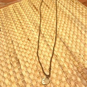 New: long flat, dark gold necklace